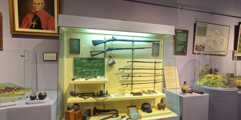 Pieces of old war at exhibition in museum